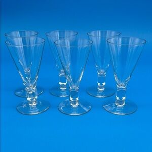 Crystal Cordial Shot Glasses Footed Base with Glass Cube 4 1/4” Tall (Set of 6)